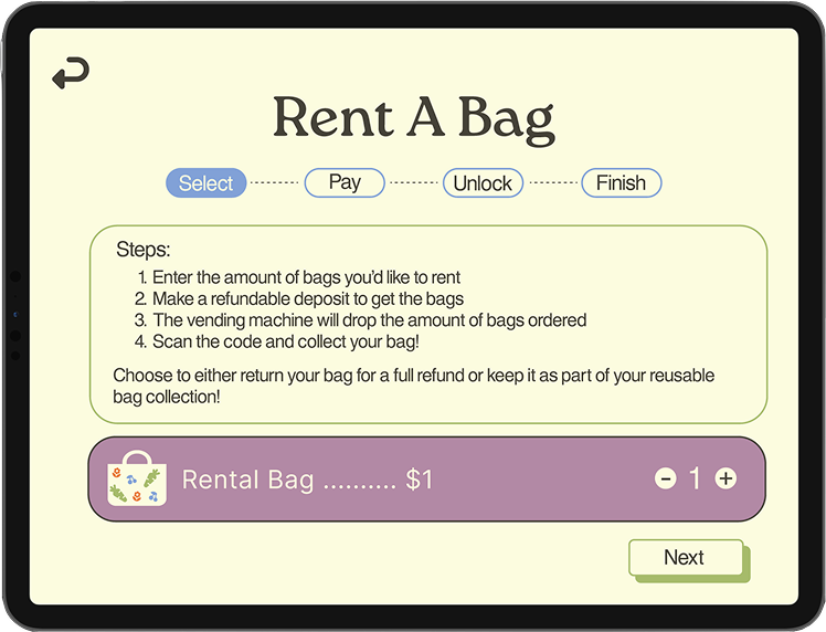 Farmers Market Kiosk: Self-service bag rental