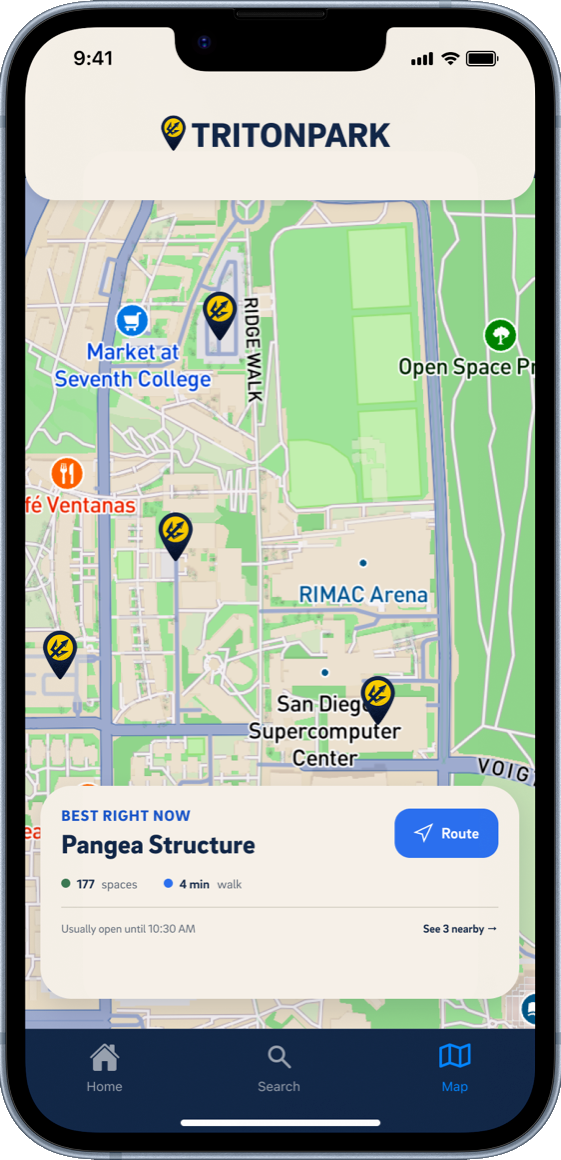 TritonPark: Map dashboard
